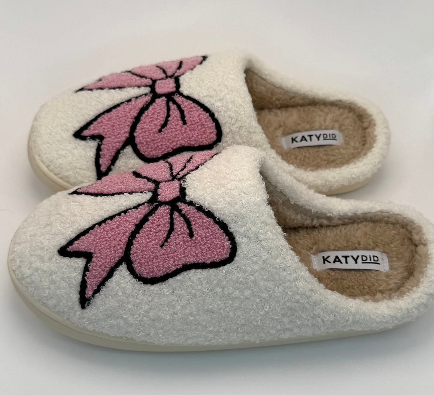 Pink Bow Fuzzy Slippers