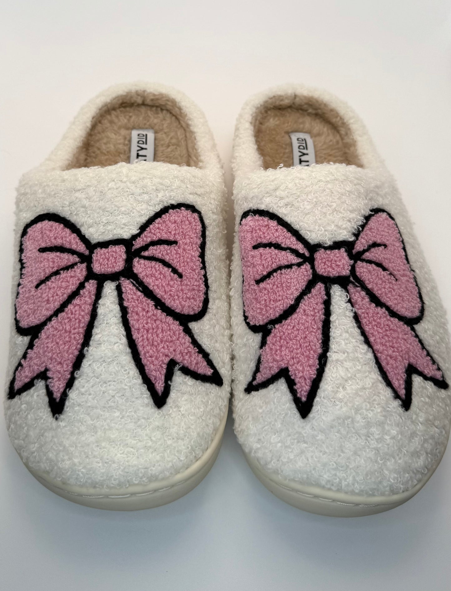 Pink Bow Fuzzy Slippers